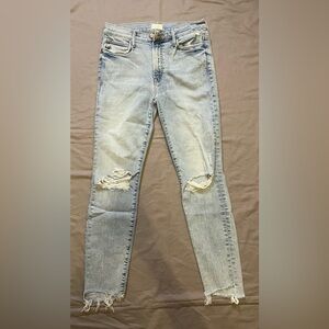 Mother Ripped Light Blue Denim Skinny Jeans Size 27